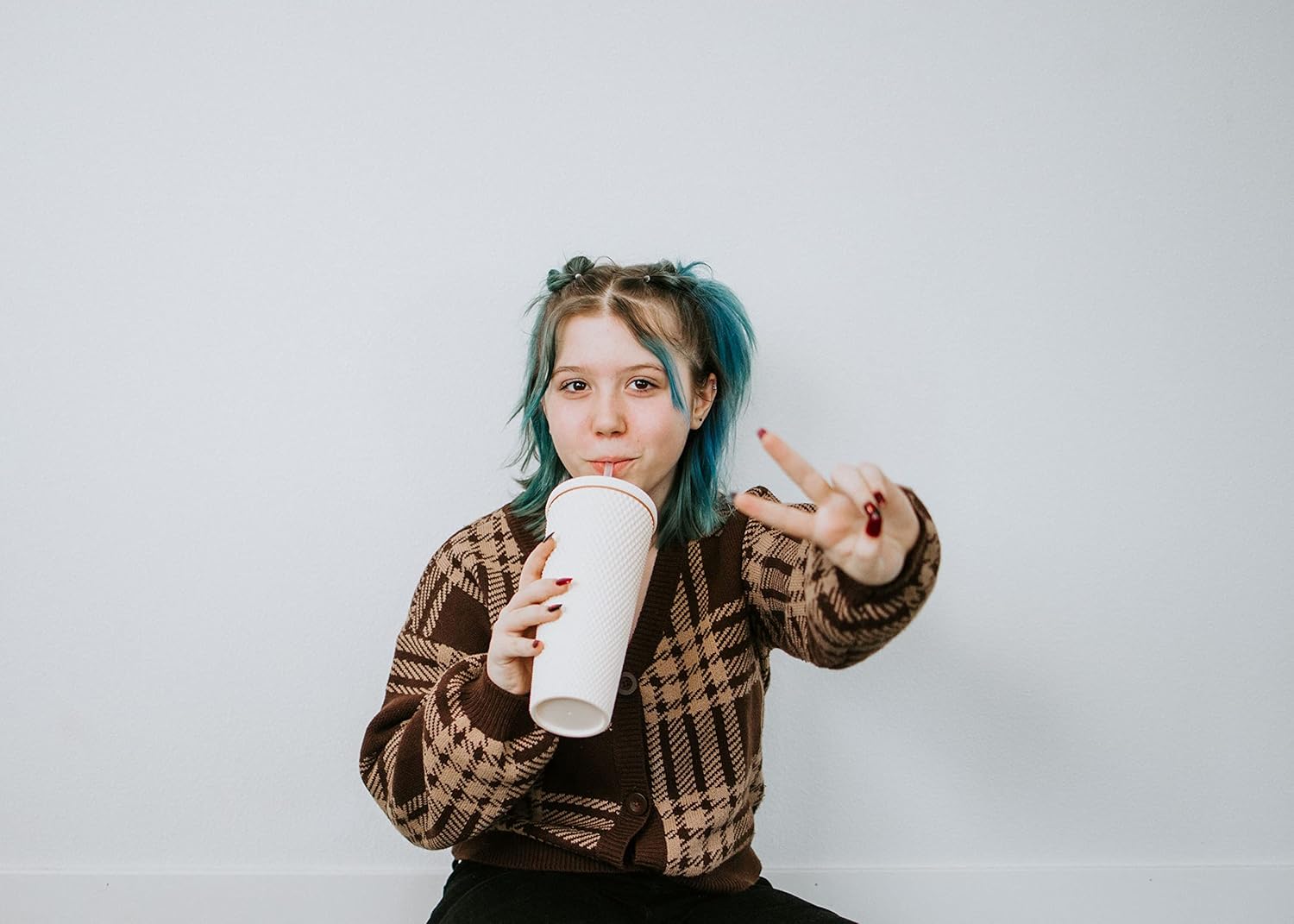 Aubree Says Studded Tumbler - Matte, Double Walled, Hot & Cold Studded Cups Coffee Tumbler, 24 oz (Copper)