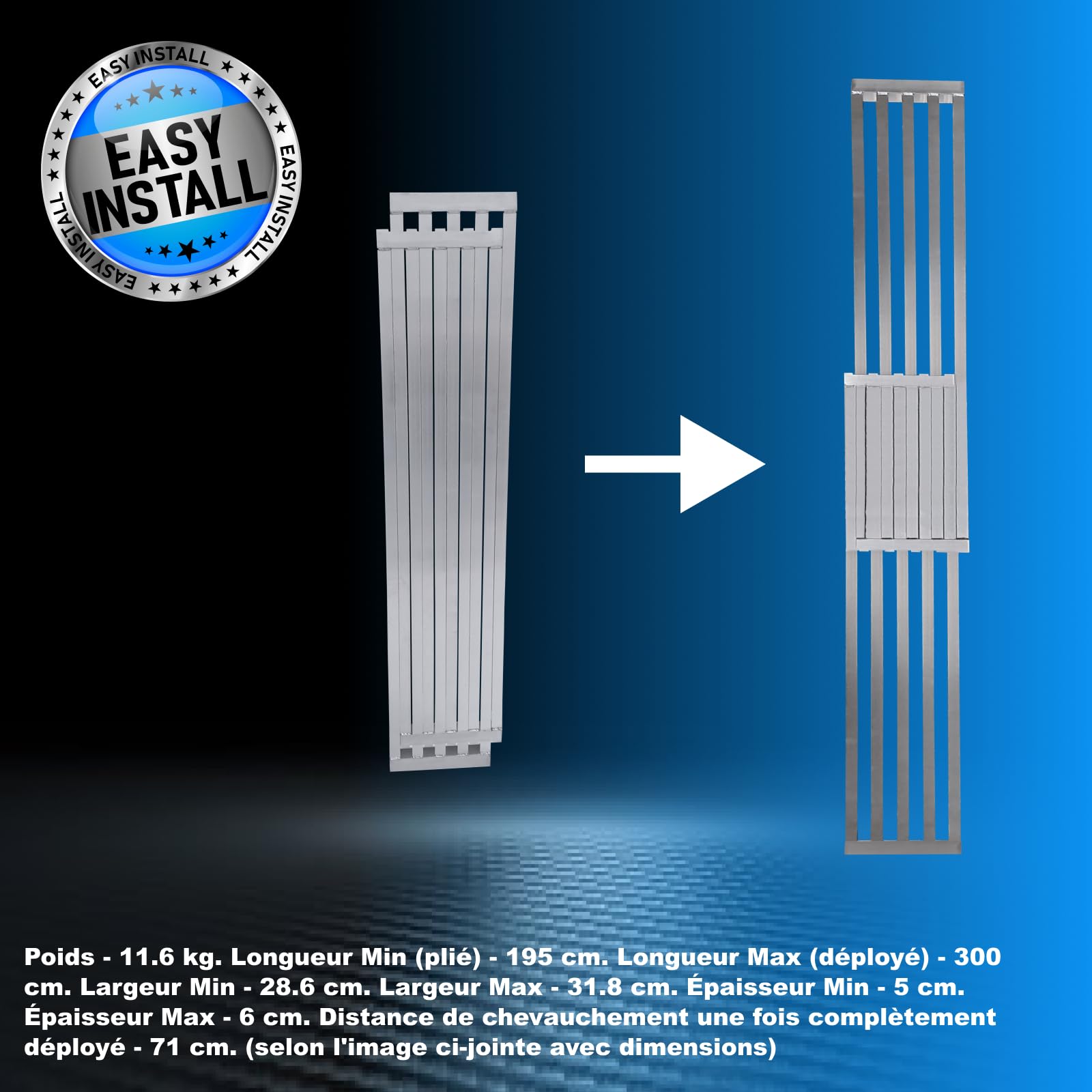 Plateforme Extensible de Travail Télescopique Planche Extra Robuste jusqu'à 300kg avec 2 Poignées Surface Gravée Antidérapante TP300