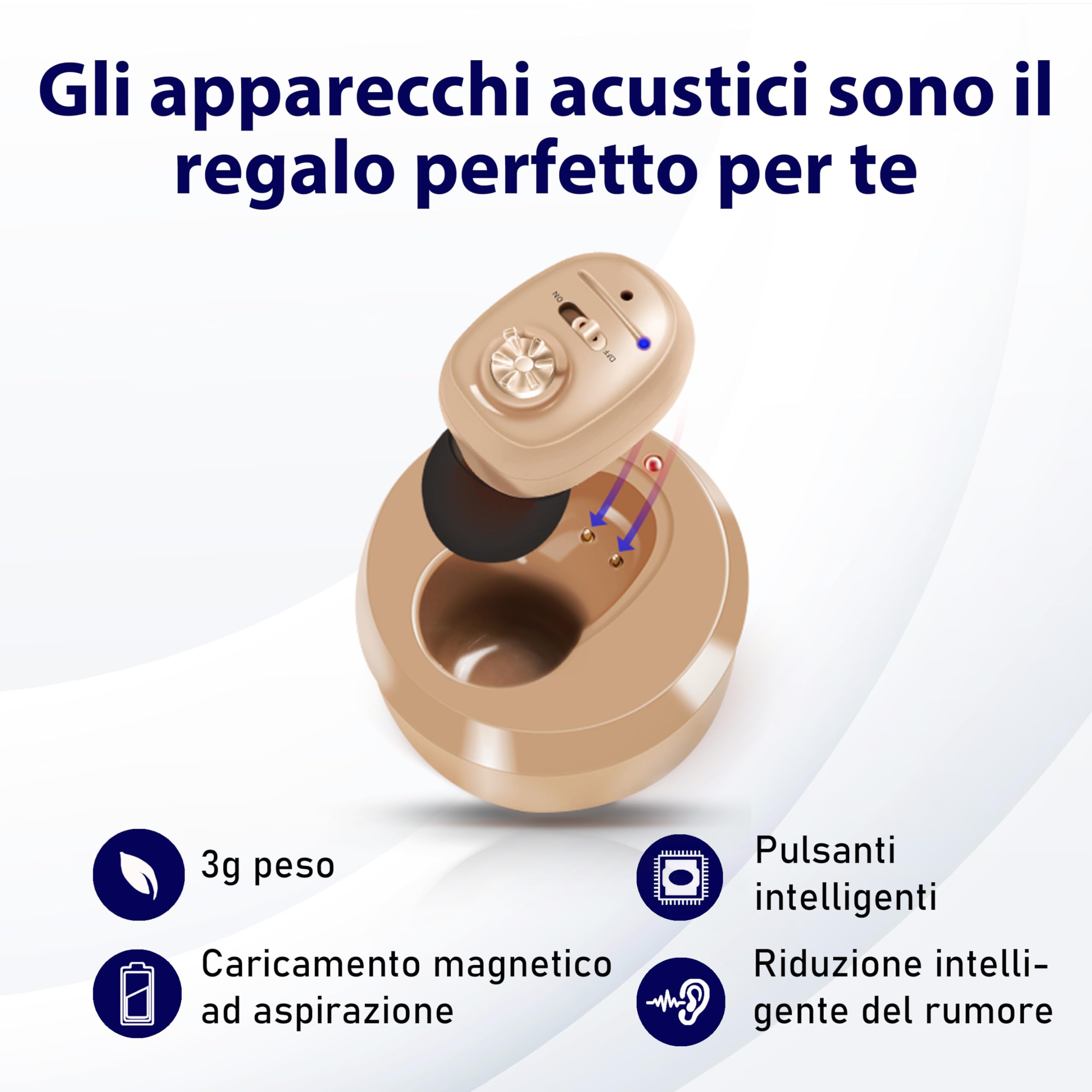 Britzgo Dispositivo ，dotato di custodia di ricarica， si ricarica in 2 ore， 40 ore di autonomia (beige)