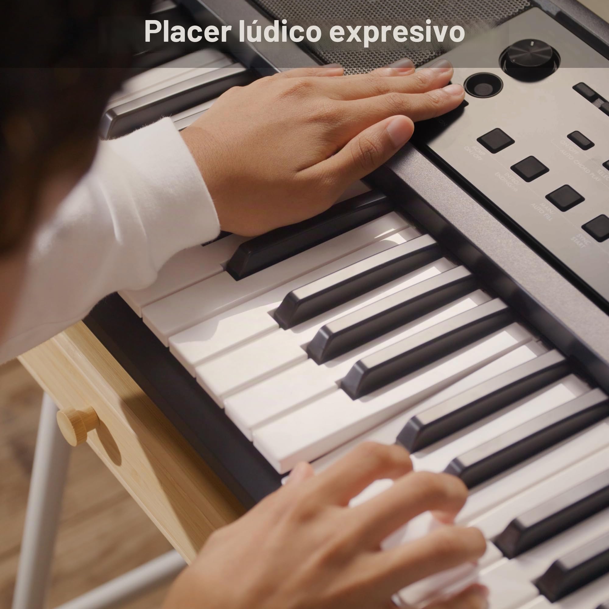 Yamaha PSR-E383 Teclado portátil para principiantes, 650 voces de instrumentos auténticos y teclas sensibles al tacto con polifonía de 48 notas, incluye 2 lecciones en línea con un profesor de escuela