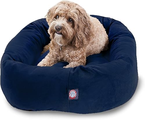 Miniatura 8 de Majetic Pet Products - Cama en forma de bagel para perro, de gamuza color gris, 40 pulgadas, con reposacabeza