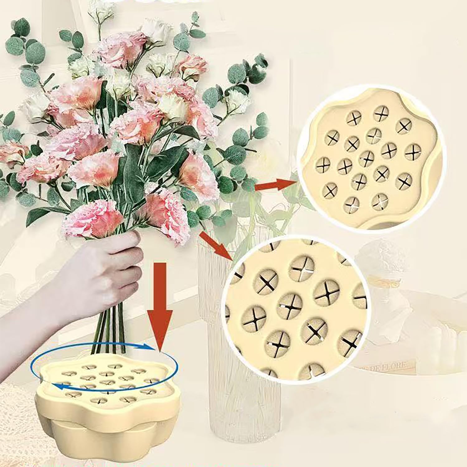 Supporto Spirale per Stelo Fiori - Set di 2, Giallo, Anello Porta Stelo a Spirale, Ideale per Creare Bellissimi Bouquet, per Divertirsi con Le Composizioni Floreali Sempre e Ovunque