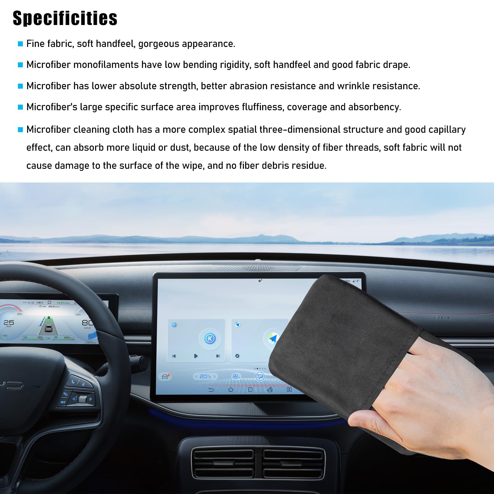 Car Screen Cleaner Microfiber Auto Screen Cleaning Pad Foldable Touch Screen Cleaner Cloth for Vehicle Dashboard LCD Display — view 3