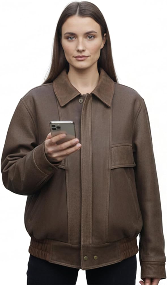 Oversized Leather Jacket Women Real Lambskin Distressed Oversized Leather Jacket Women Real Lambskin Distressed