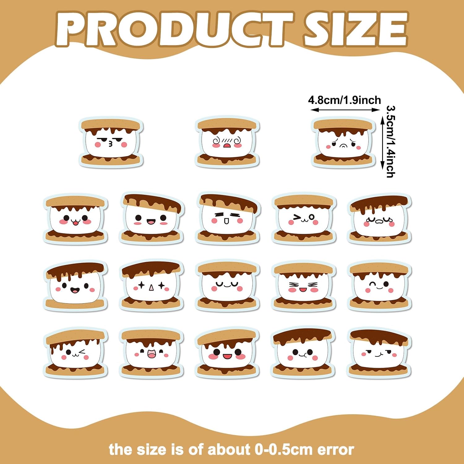 Eaasty 1500 Pcs Smores Stickers Label for Kids Marshmallow Stickers Fun Sticker Smores Stamp Stickers Cute Snack Stickers Roll Smores Party Favors for Student Classroom School Birthday Supplies