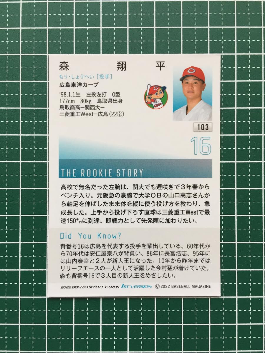 Amazon.co.jp: BBM 2022 プロ野球 1st バージョン 103 森翔平［広島