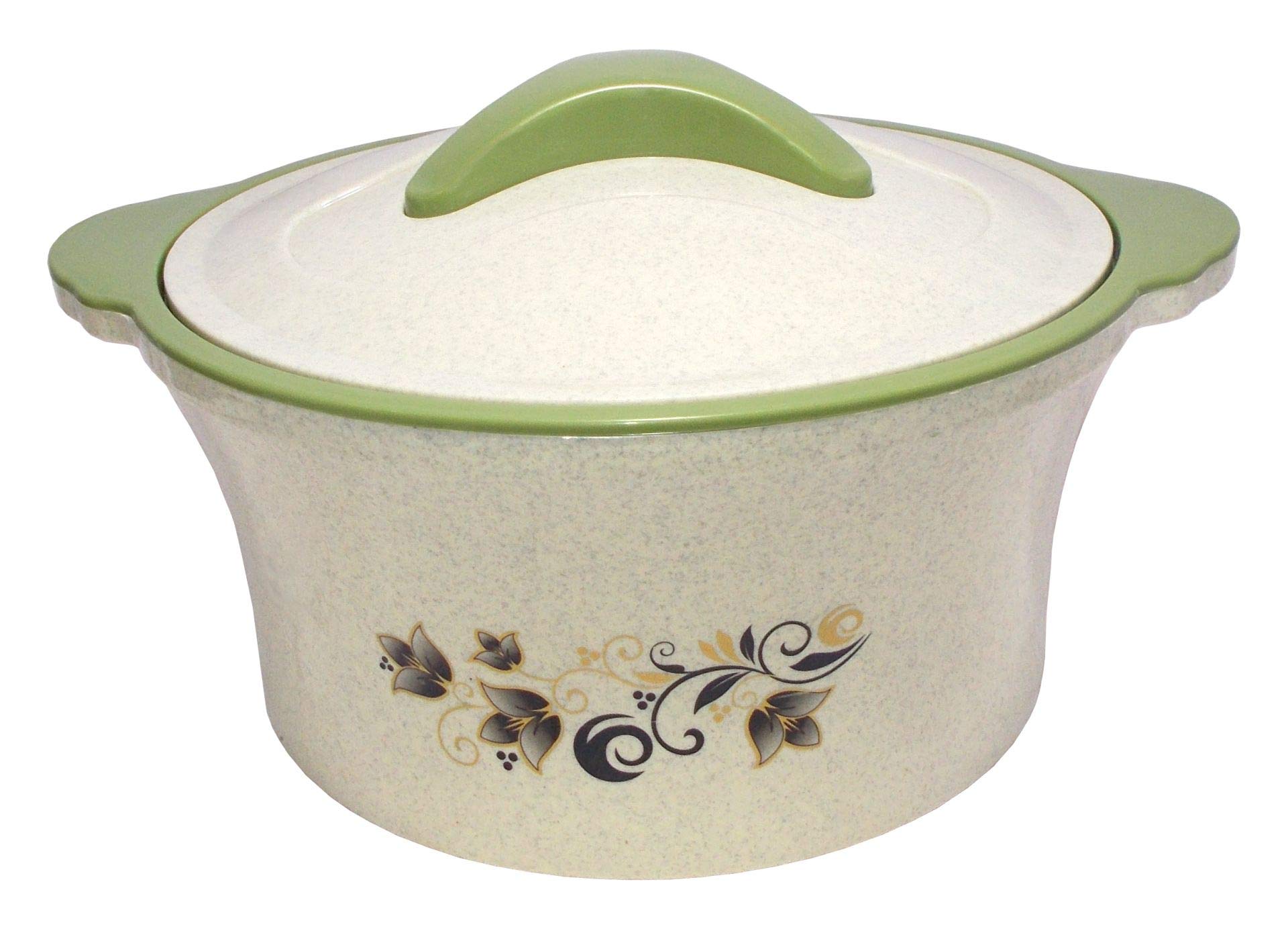 Kotak Sales Insulated Thermal Granite Floral Casserole - Hot Cold Food Carrier Storage - Stainless Steel Inner (3000ML , Green)