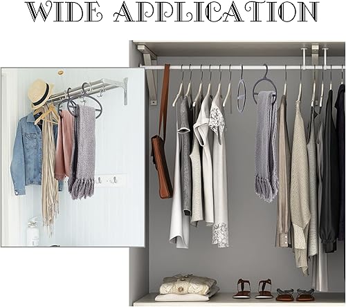 Miniatura 6 de AHANDMAKER Paquete de 10 ganchos negros para bufandas, organizador de bufandas, para ahorrar espacio, colgador de bufanda de plástico, para tienda,