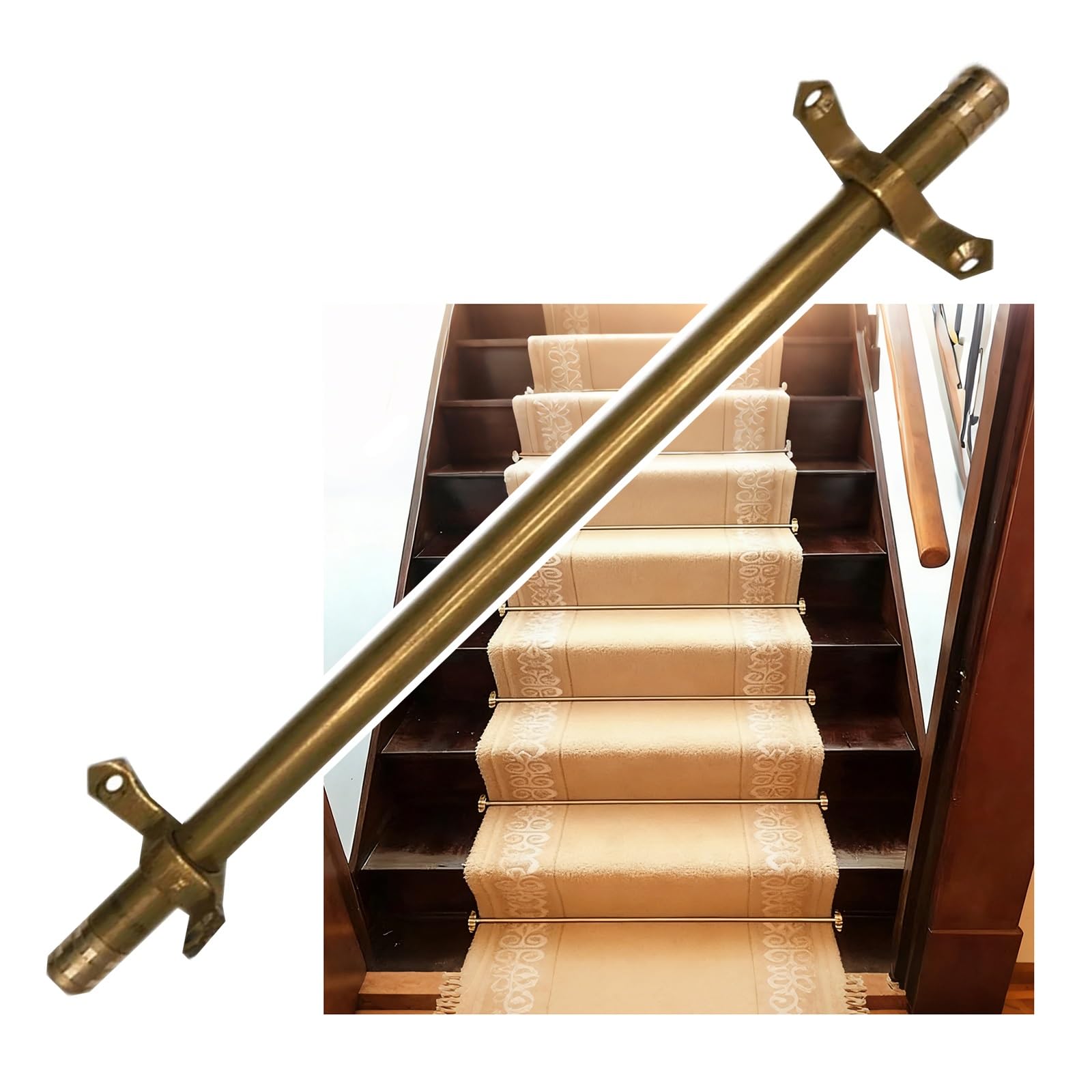 DFGHNBVC Stair Rods For Carpet Runners, Includes Finials For Secure Installation,Brass-13Pcs-36In(91Cm)