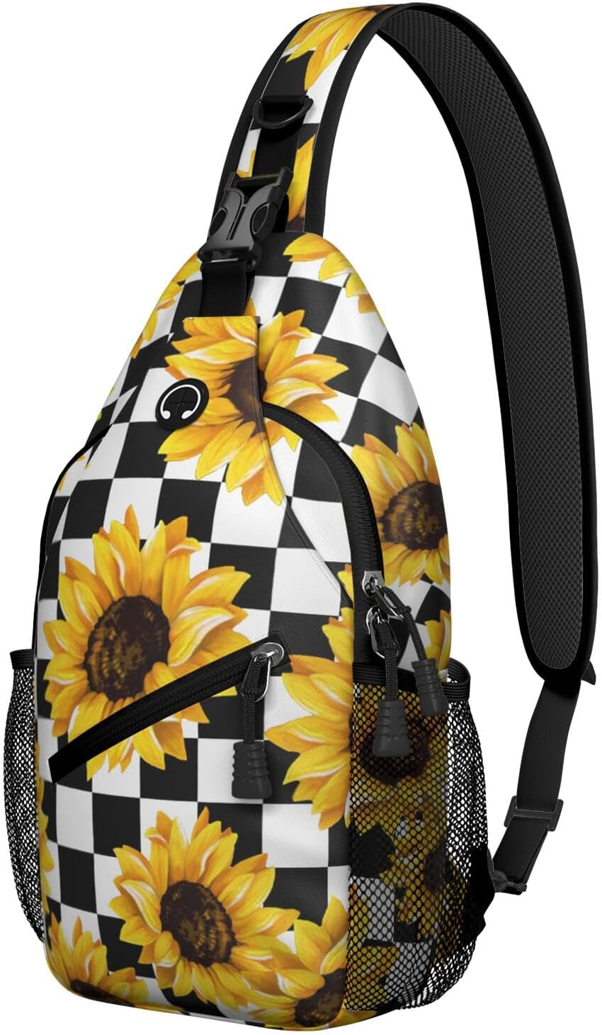 Print Sling Bag for Women Men Small Crossbody Sling Backpack Travel Hiking Daypack Boho Chest Shoulder Bag