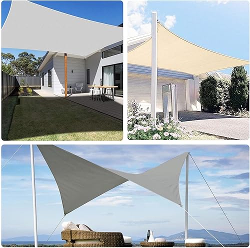 Miniatura 7 de RICHIE Parasol rectangular color beige de 12 x 16 pies, con bloqueo UV, impermeable, permeable al aire, vela de alta resistencia, para patio al aire