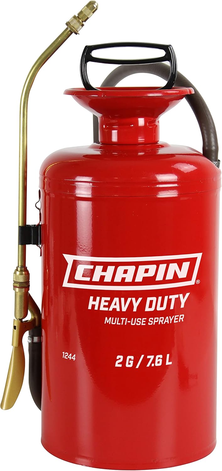 Chapin Made in The USA, 1244 2-Gallon Tri-Poxy Steel Tank Sprayer for Lawn, Home and Garden, Red Upgraded Professional-Use Steel Sprayer