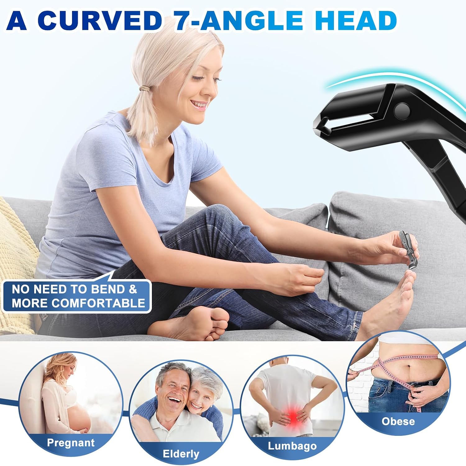 Toenail Clippers for Seniors Thick Toenails, Angled Head Large Toe Nail Clippers for Men, Ultra Wide Jaw Opening Nail Clippers Set, Sharp Heavy Duty Precision Stainless Steel Nail Cutte