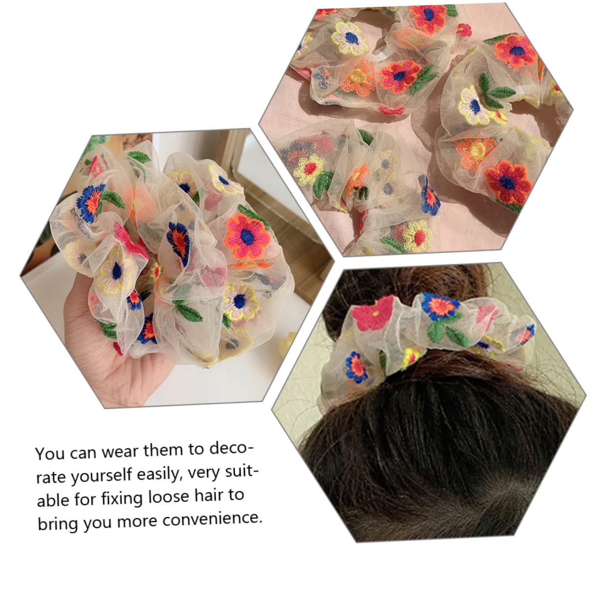 Housoutil 30piezas Coleteros De Flores Bordadas Para Peinados Accesorios De Cabello Para Mujer y Para Coletas y Peinados