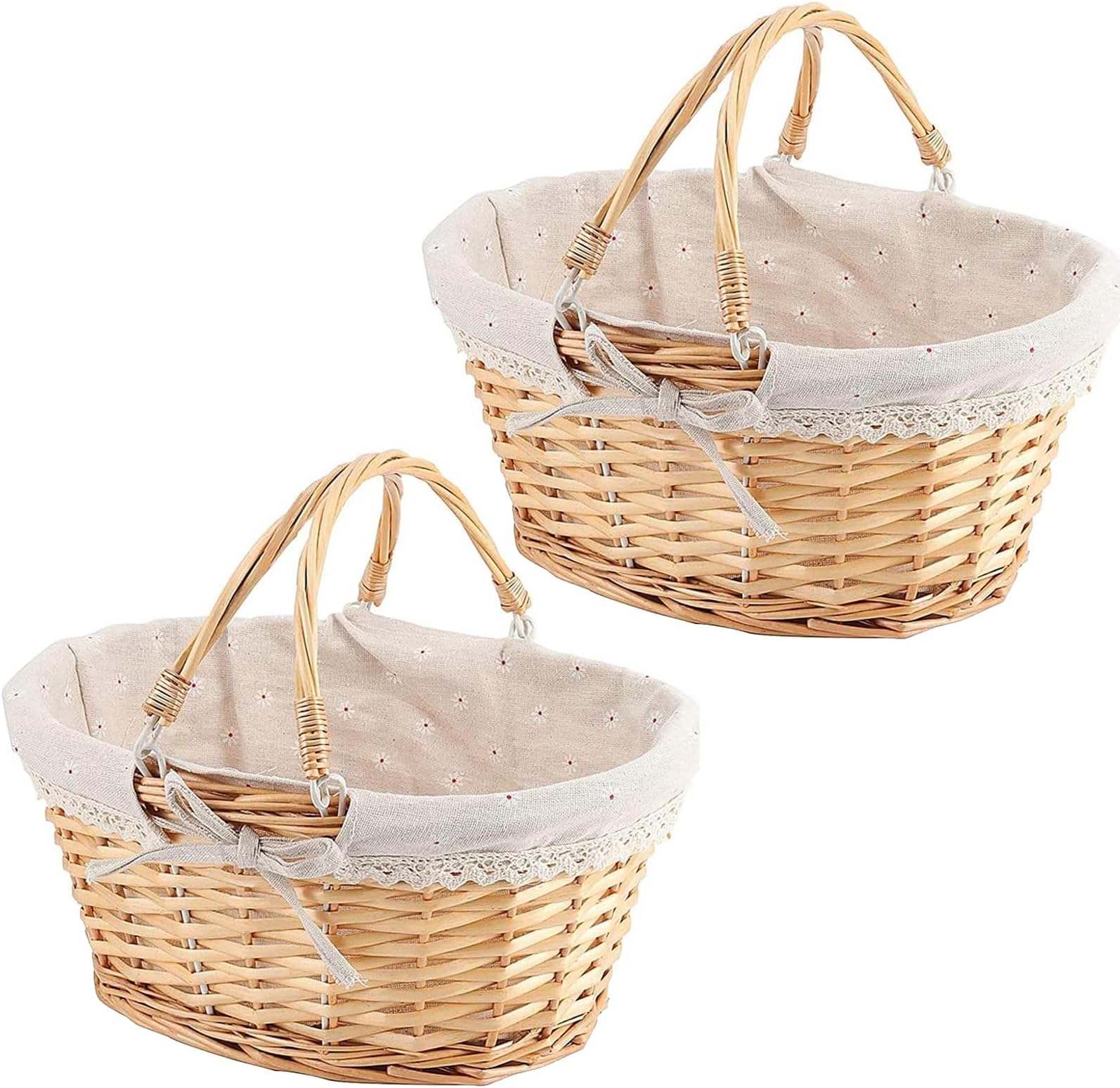 G GOOD GAIN Wicker Picnic Basket with Double Folding Handles,Willow