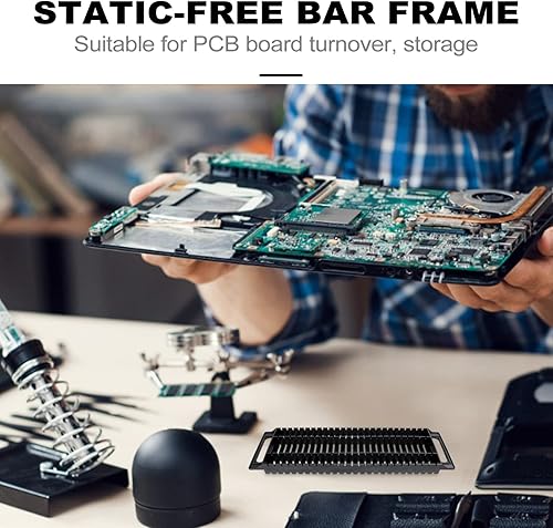 Miniatura 8 de 2 piezas de soporte de barra antiestática, bandeja de PCB antiestática, estante ESD, estantes de rotación de almacenamiento de 25 estantes