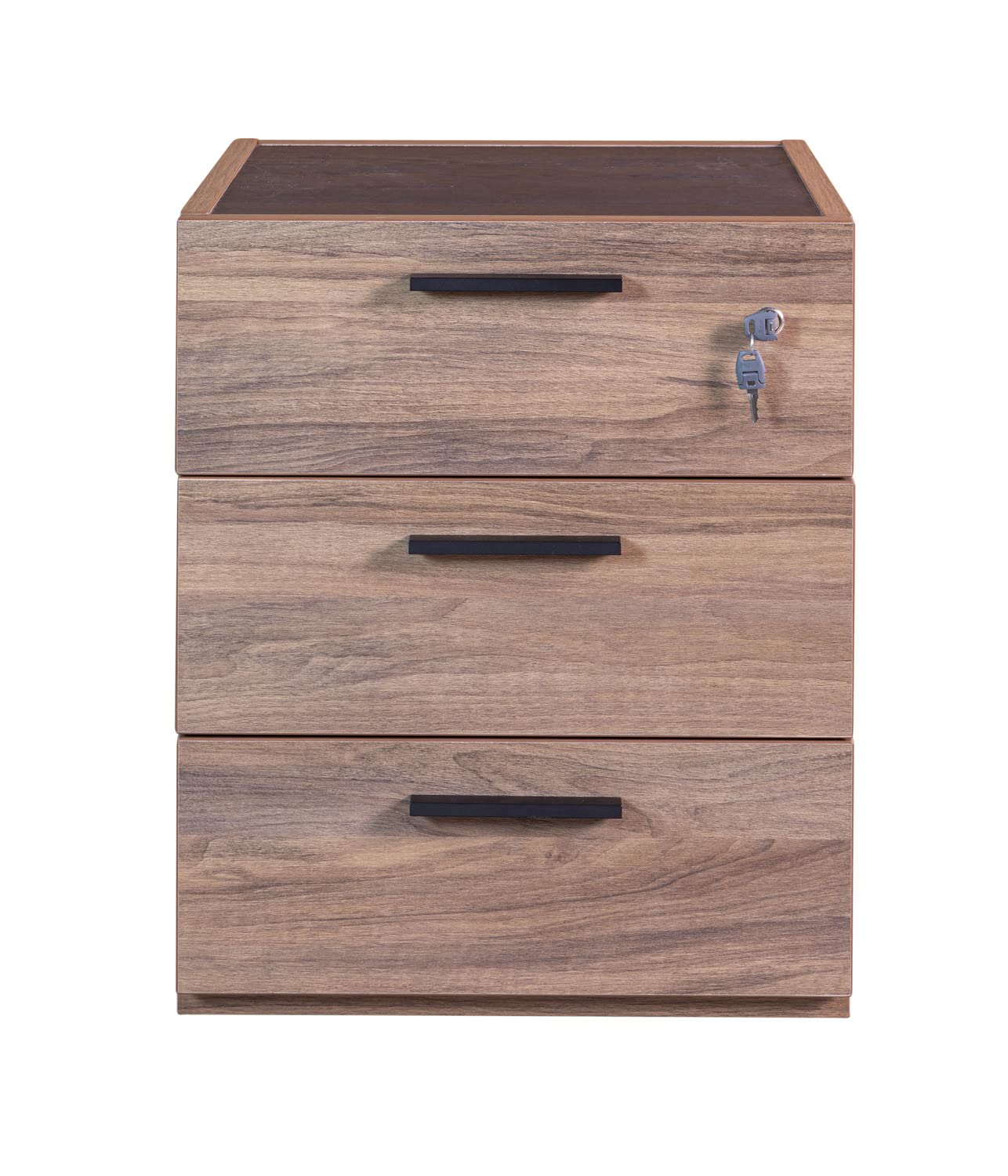 Composad | Cassettiera della Linea DAVINCI BRERA con 3 cassetti e Ruote, Cassettiera Ufficio da Scrivania, (LxAxP) 50x61,20x47,20 cm, Colore Noce e Nero Chalet, Made in Italy
