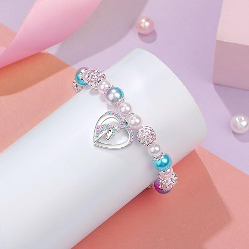 Miniatura 3 de JoycuFF Daughter Granddaughter Niece Pink Pearls Charm Bracelets for Girls Valentine's Day Birthday Back to School Christmas Gift for Girls