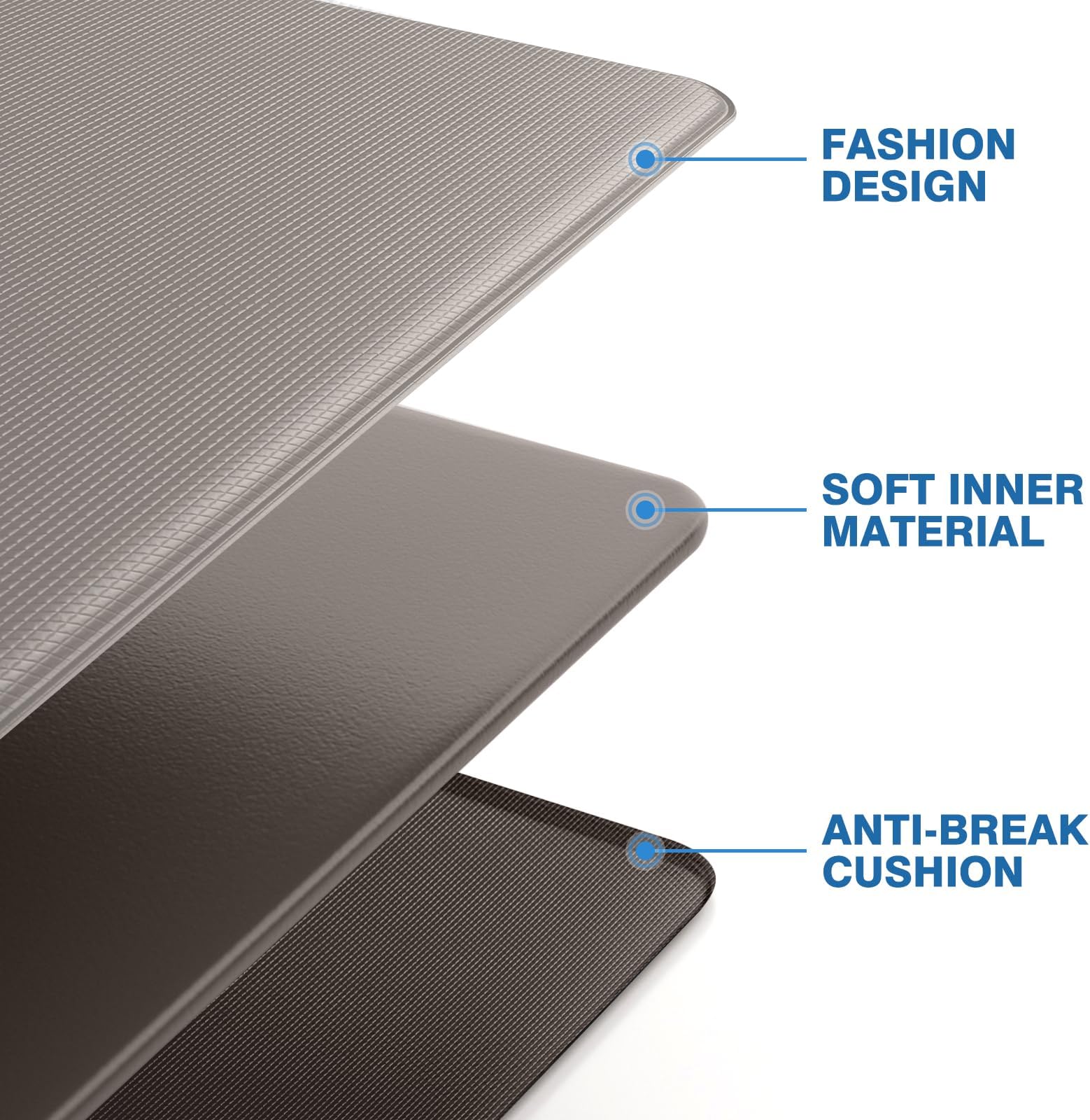 StepRite Kitchen Mats, 2PCS Kitchen Rugs, Cushioned Anti Fatigue Kitchen Mats for Floor, Non-Slip Standing Desk Mat, Waterproof Kitchen Rug Set for Kitchen, Floor, Office, 17.3"x30"+17.3"x59", Khaki