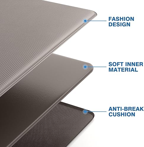 Miniatura 5 de StepRite Tapetes de cocina, 2 tapetes acolchados, antifatiga, para piso, de escritorio, antideslizante, impermeables, oficina, alfombras de 17.3 x