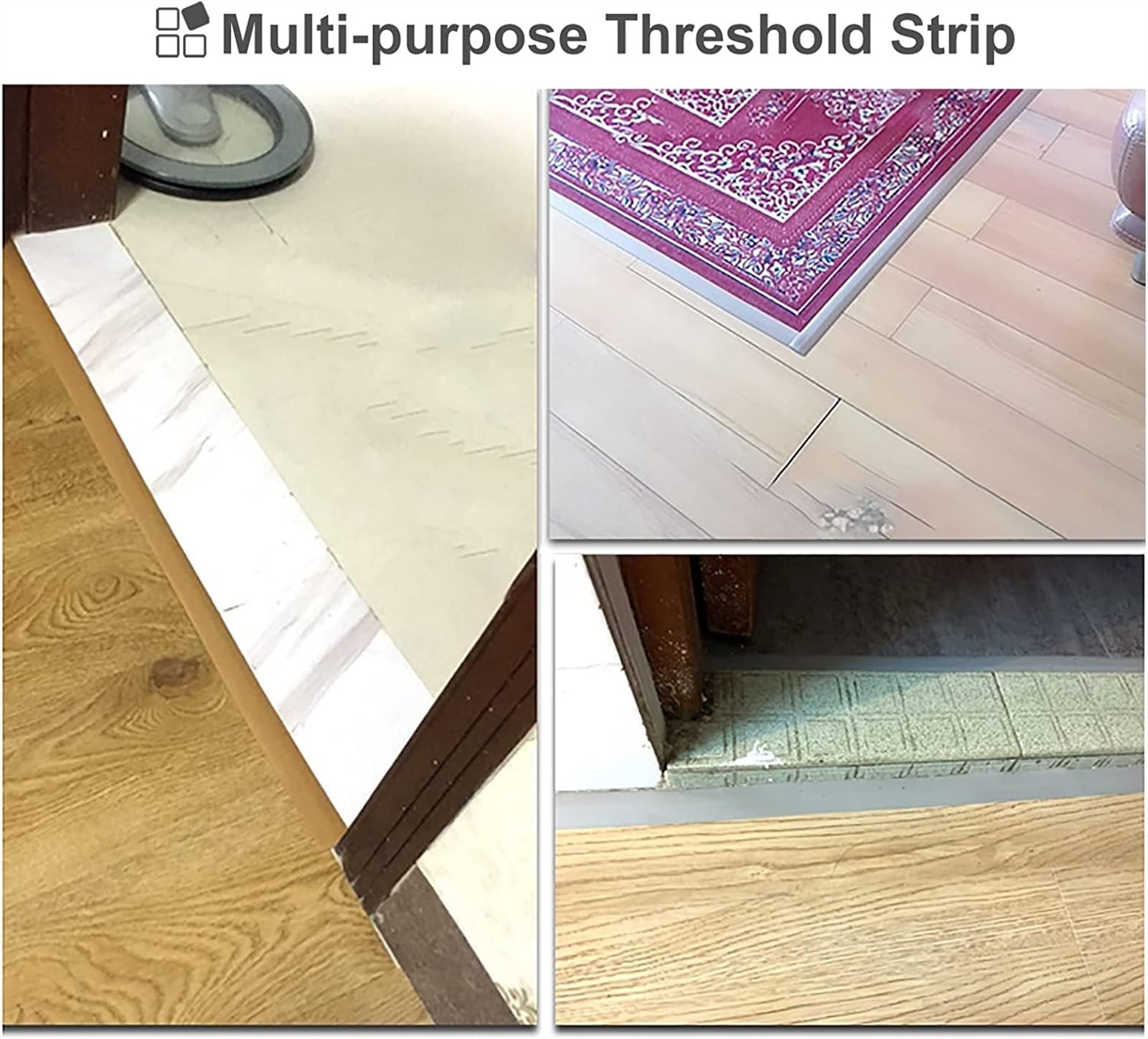 KEuLen Profilo di Transizione, Striscia di Soglia, for Piastrelle, Moquette in Legno e Laminato, Facile Installazione(Black)