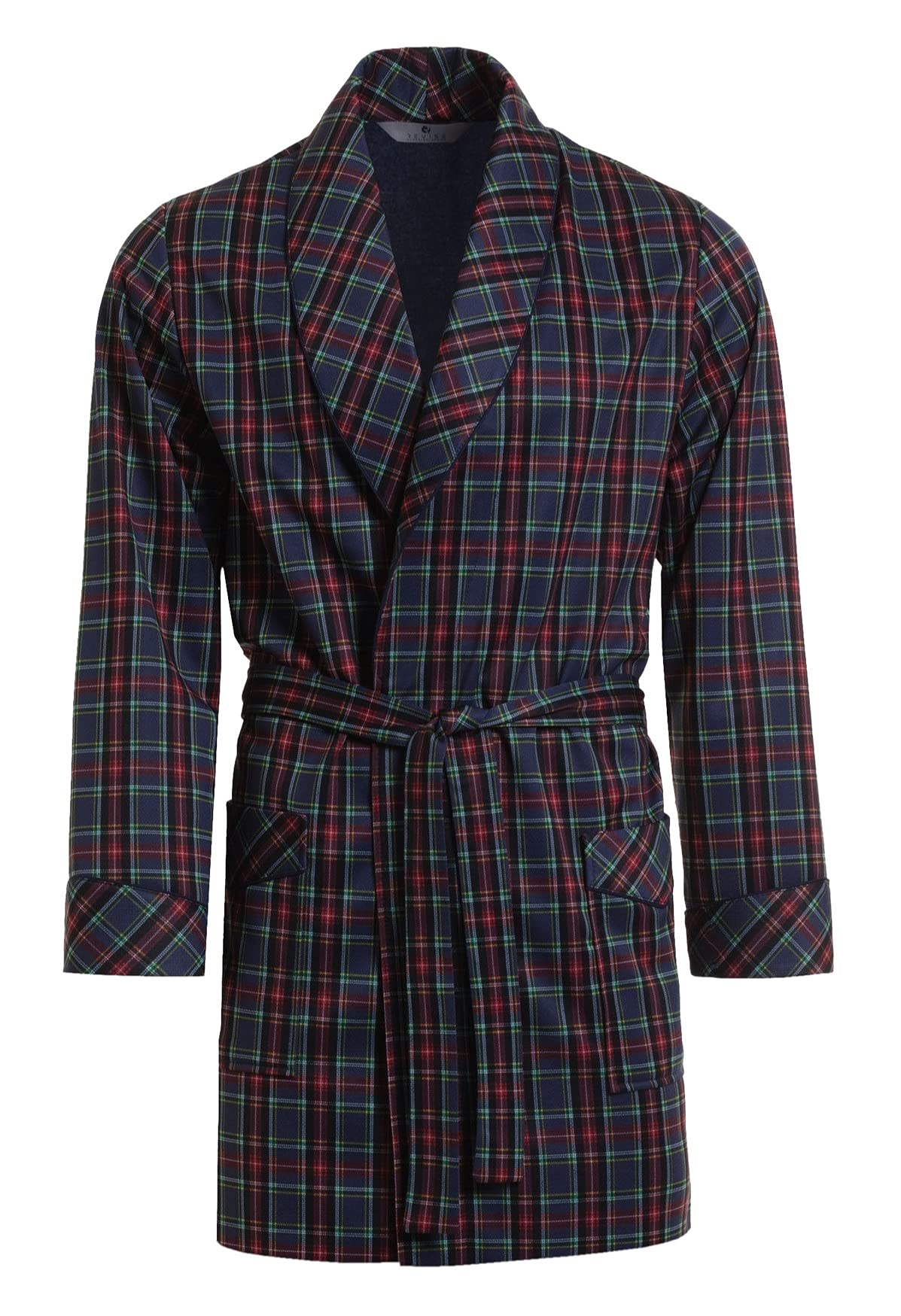 Revise RE-502 Elegant Short Men's Dressing Gown - Smoking Jacket – Dark checkered – 4XL