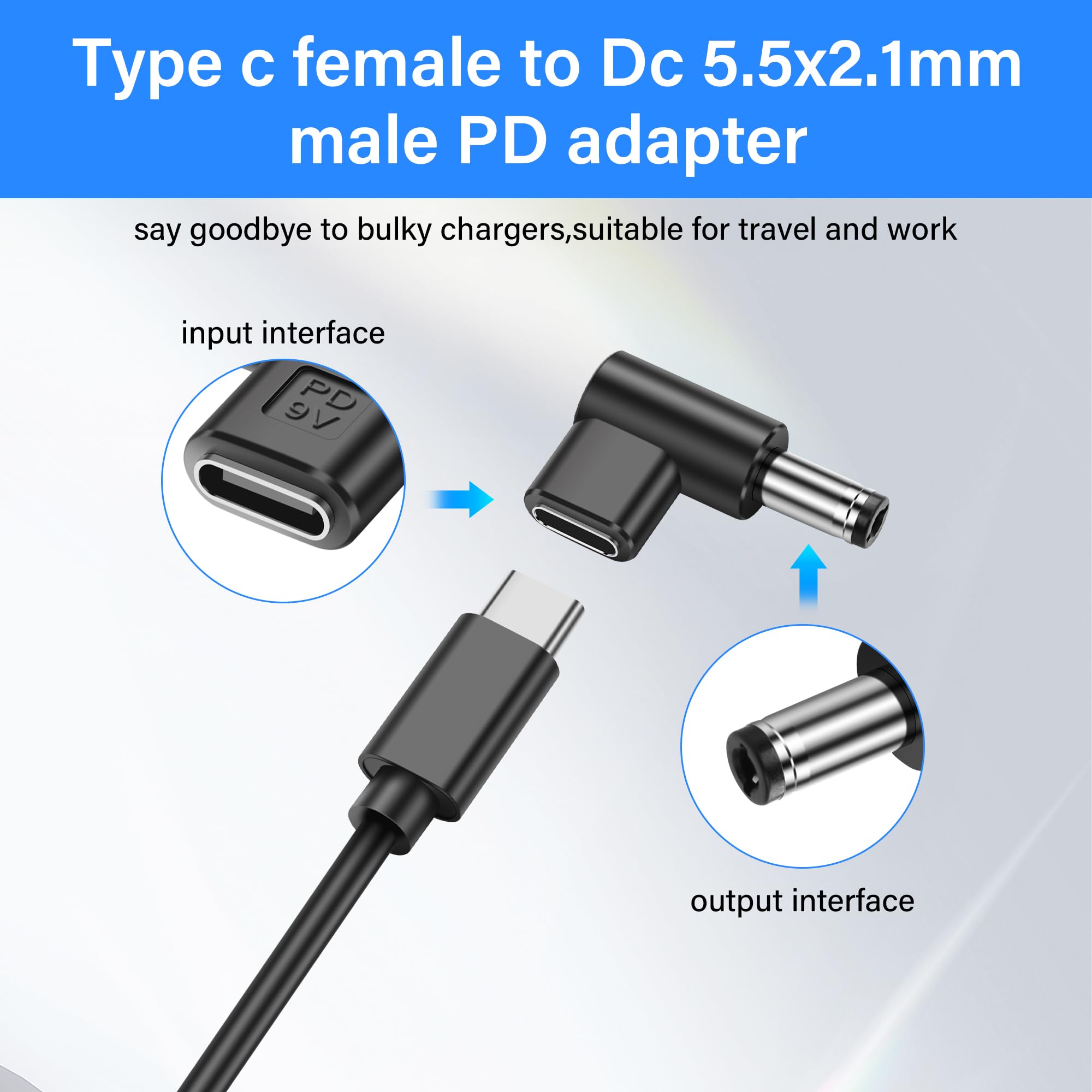Charger For Router LED PNGKNYOCN 90-Degree DC 5.5×2.1mm To USB-C ...