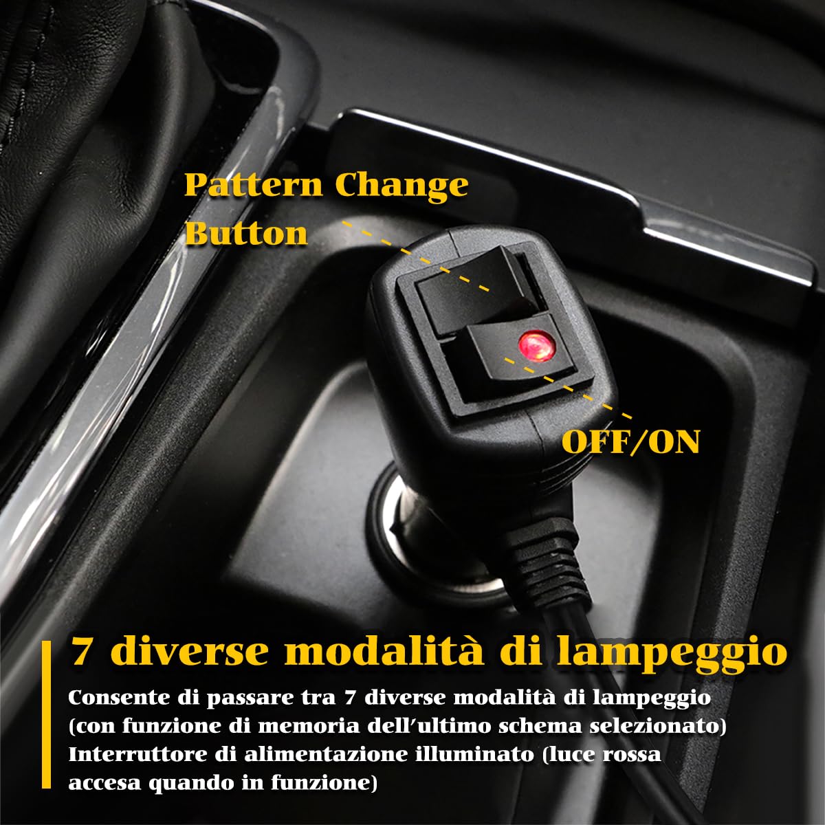 Lampeggiante LED Barra Magnetica 67 cm 54 LED Ambra/Bianco 12V/24V Doppio Lato 7 Modalità Flash IP67 Luce di Emergenza per Camion, Trattori, Spazzaneve e Veicoli Industriali