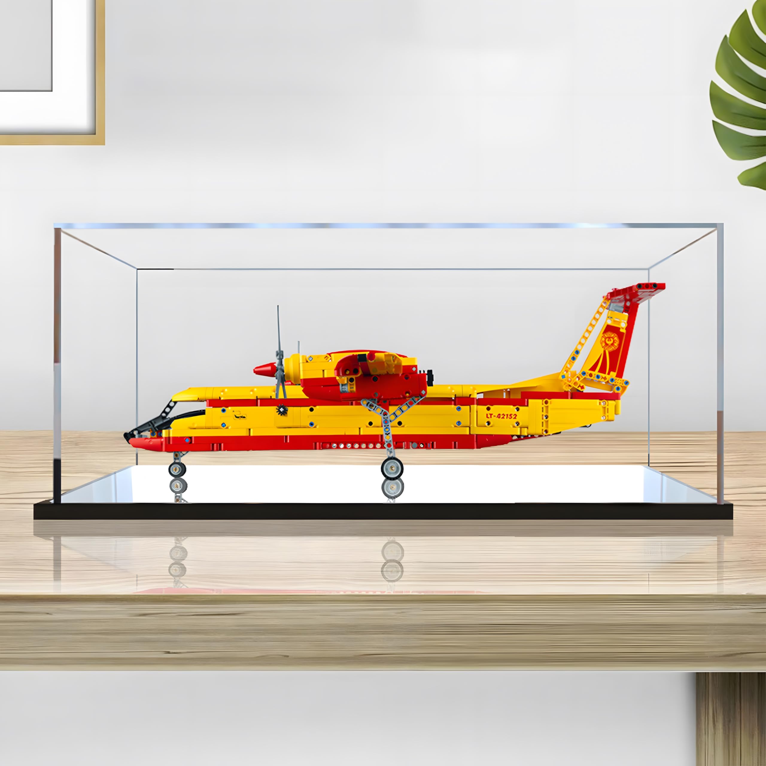 Vitrina acrílica compatible con L-E*G-O 42152 para aviones de extinción de incendios, caja transparente a prueba de polvo (solo vitrina, modelo no incluido) (2 mm)