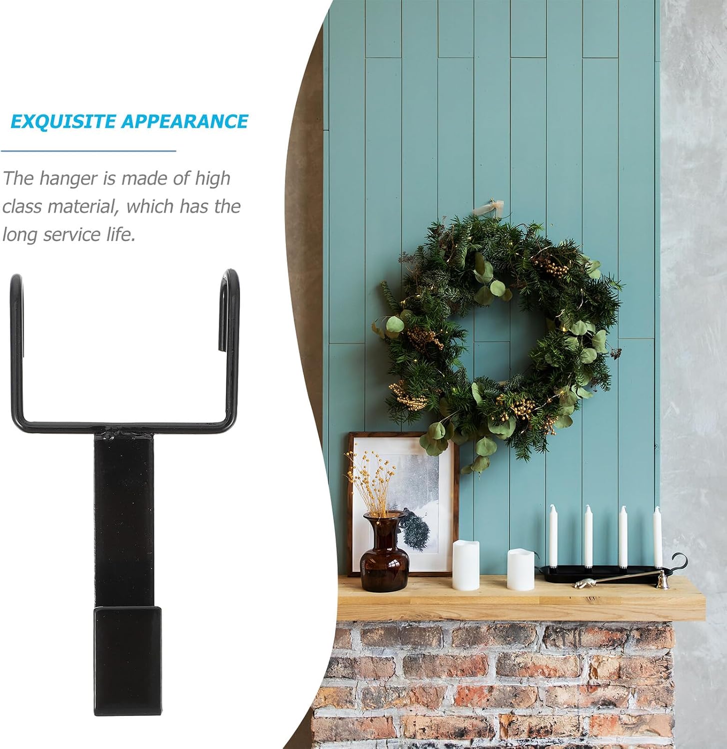Christmas Wreath Hanging Hooks 2pcs Black Metal Double Hooks Over Door Storage Hangers for Garland and Door Decoration