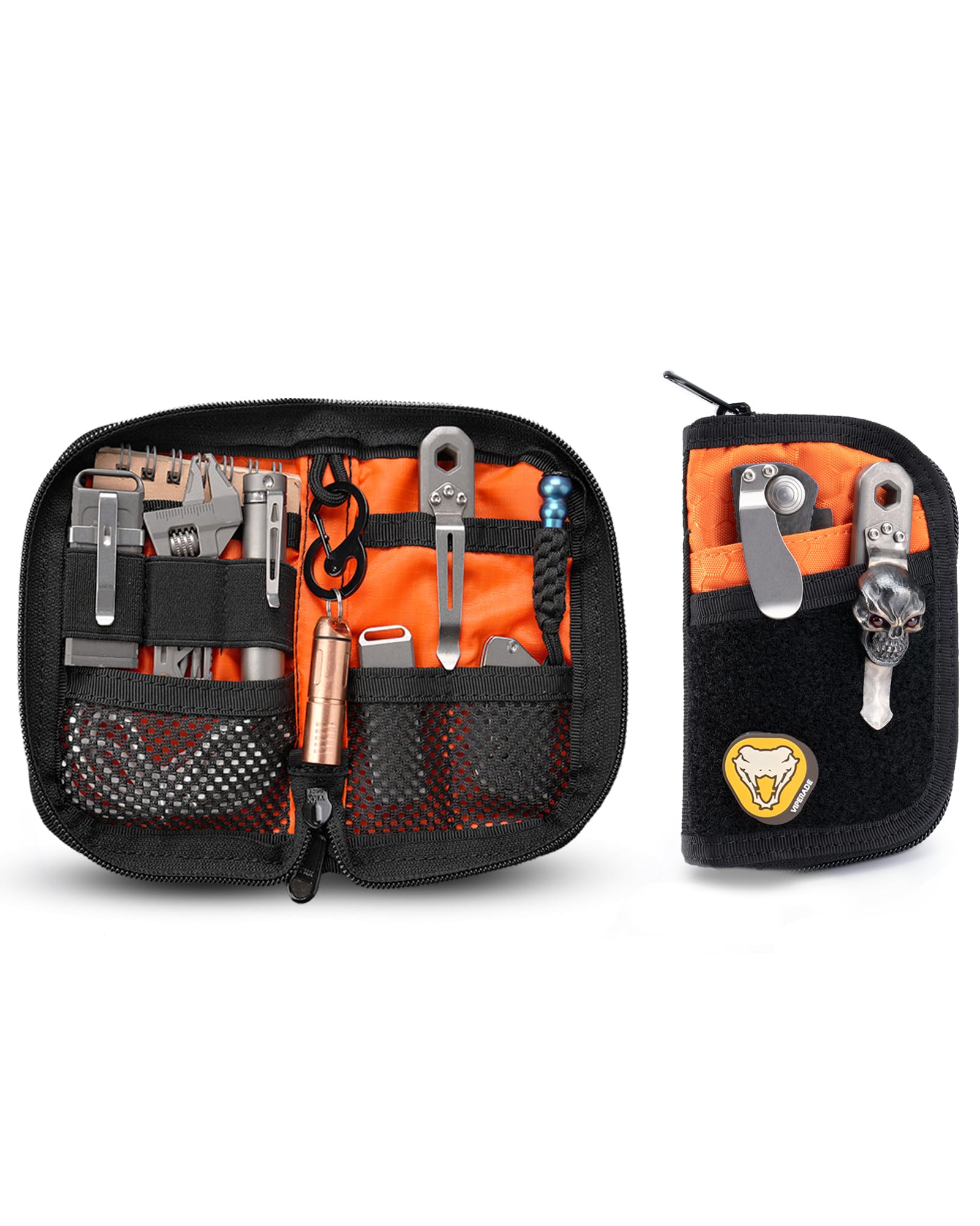 VIPERADE VE10 EDC Pouch Small Pocket Tool Pouch with 10 Compartments, Men's Pocket Organizer for Multitools, EDC Organizer with Patches Area for DIY