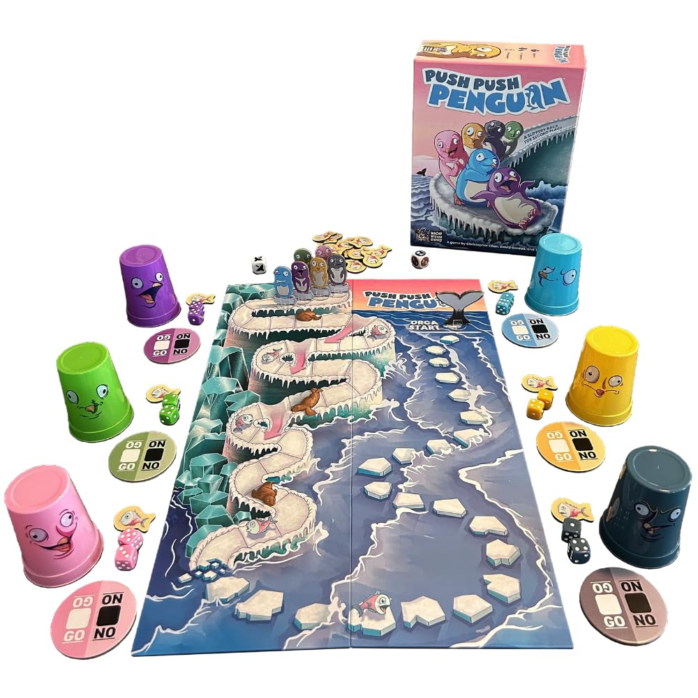 Wacky Wizard Games: Push Push Penguin The Board Game, Blue, White, Black, 34.03 cm x 28.32 cm x 0.1 cm - Image 2
