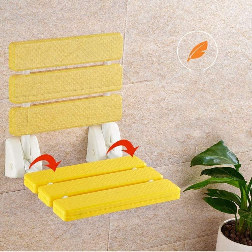 Asiento de Ducha Abatible, Asiento de Ducha de Pared, Asiento de Ducha Abatible Antideslizante para Ancianos, Discapacitados Y Embarazadas, Con Una Carga de 150 Kg Yellow