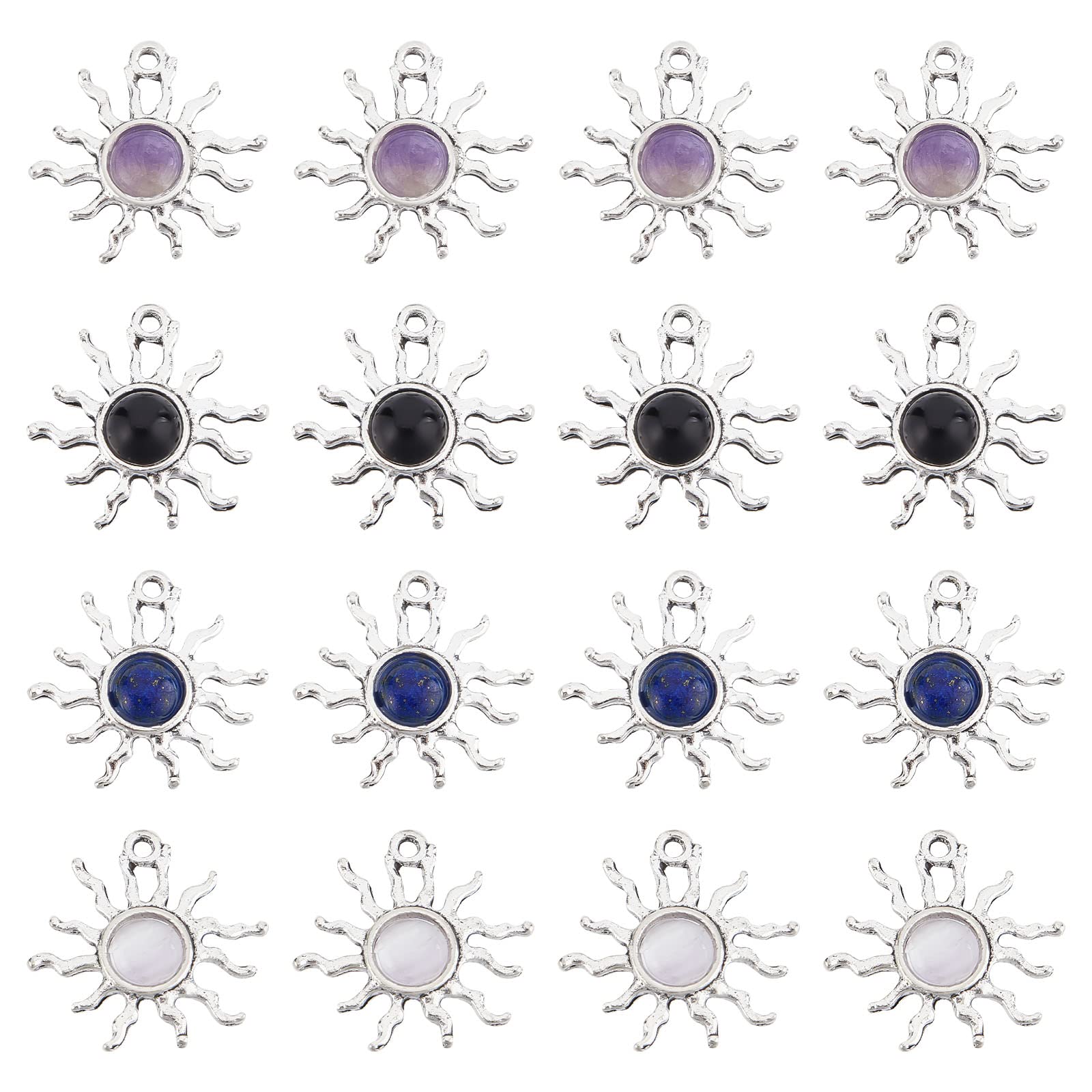 Abalorios de energía curativa a granel amatista y obsidiana con cuentas de sol para bisutería DIY