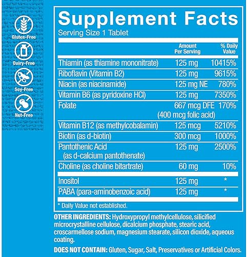 Miniatura 2 de The Vitamin Shoppe Complejo de vitamina B - Metabolismo energético y apoyo del sistema nervioso, vitaminas B completas (300 tabletas)