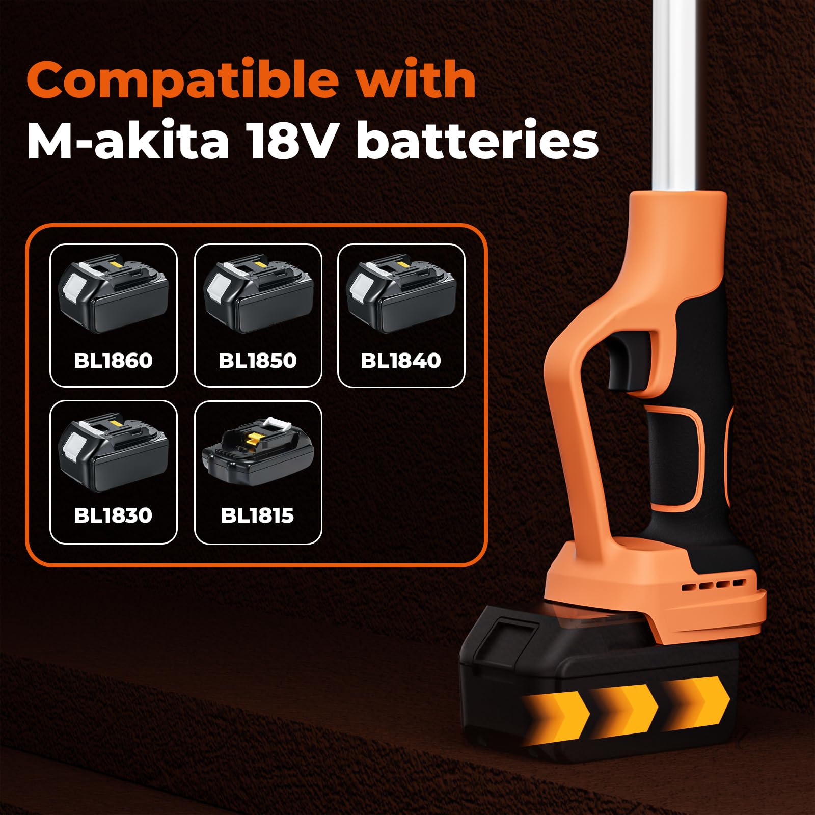 HANSILK soplador de Hojas inalámbrico Plegable y Ligero (sin batería), Velocidad 63 m/s Volumen 600 CFM Compatible con batería 18V soplador Compacto para césped/Patio/acera/Garaje Naranja