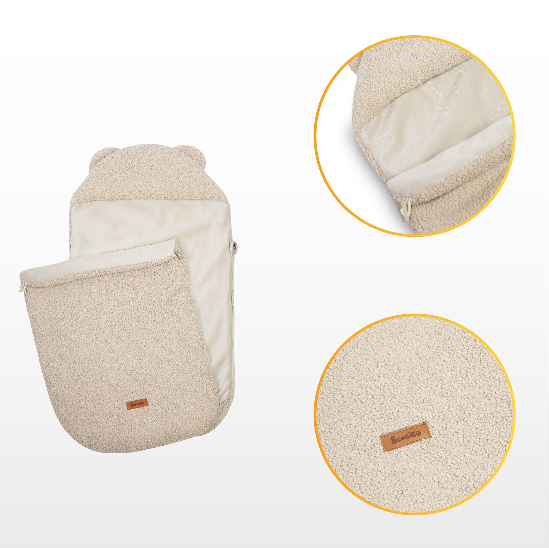 Saco de Dormir 3 en 1 Lamm para Bebés: Suave Saco de Dormir para Invierno, Cochecito, de Dormir para Niños y Uso Diario, Forro Interior Mullido, Capa Exterior de Rizo