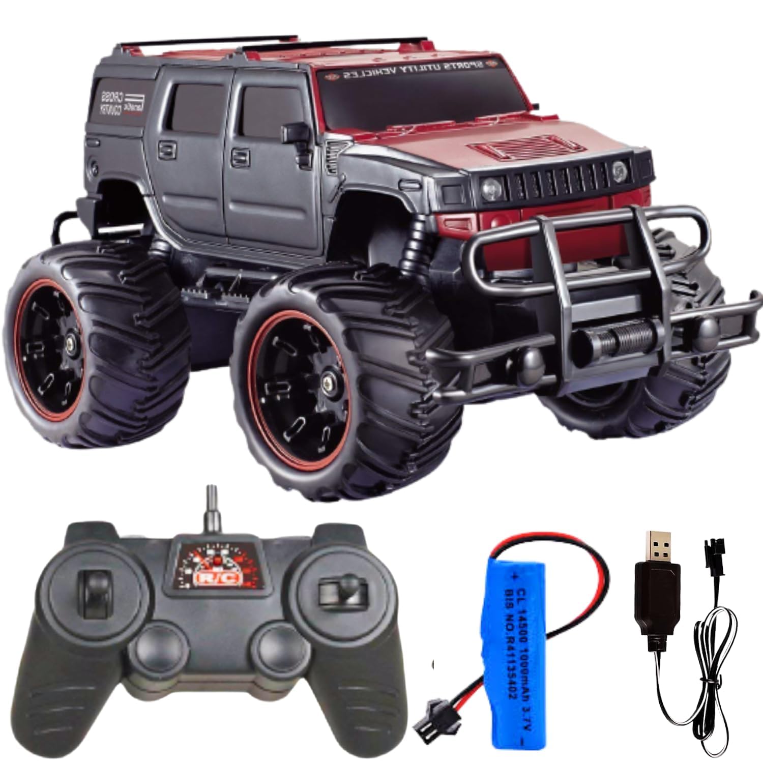 Mad Racer Car Remote Control, RC Crawler Toy, mad Racer Off-Road RC Car for Boys, 4+ Years - All Terrain, Complete Package with Car, Remote Control, Battery, and Charging Cable - Multi Colour