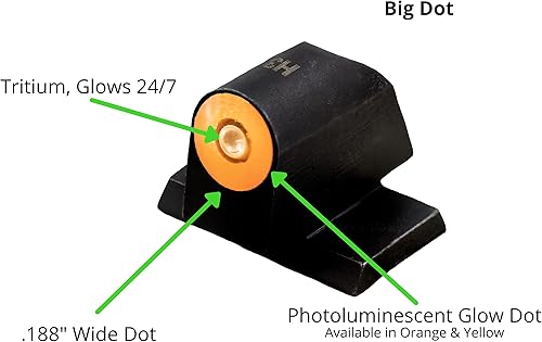 Miniatura 3 de XS SIGHTS Nueva visión nocturna de puntos grandes DXT2 para pistolas S&W, tritio delantero y trasero que brilla en la oscuridad para aplicaciones