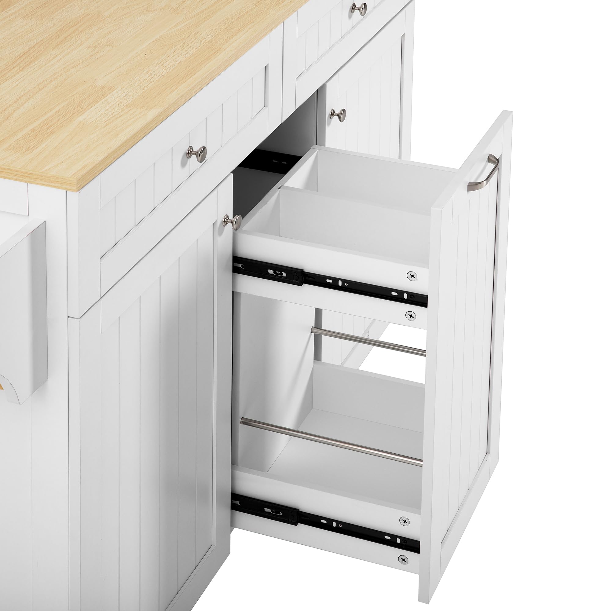 Mobile Kücheninsel Küchenschrank mit Klappbare Arbeitsplatte und Schubladen, Buffetschrank Küchenwagen mit Rollen und Regal, Küchenbuffet, Küchenmöbel, Schrank Weiß, 139.5x40-70x92 cm