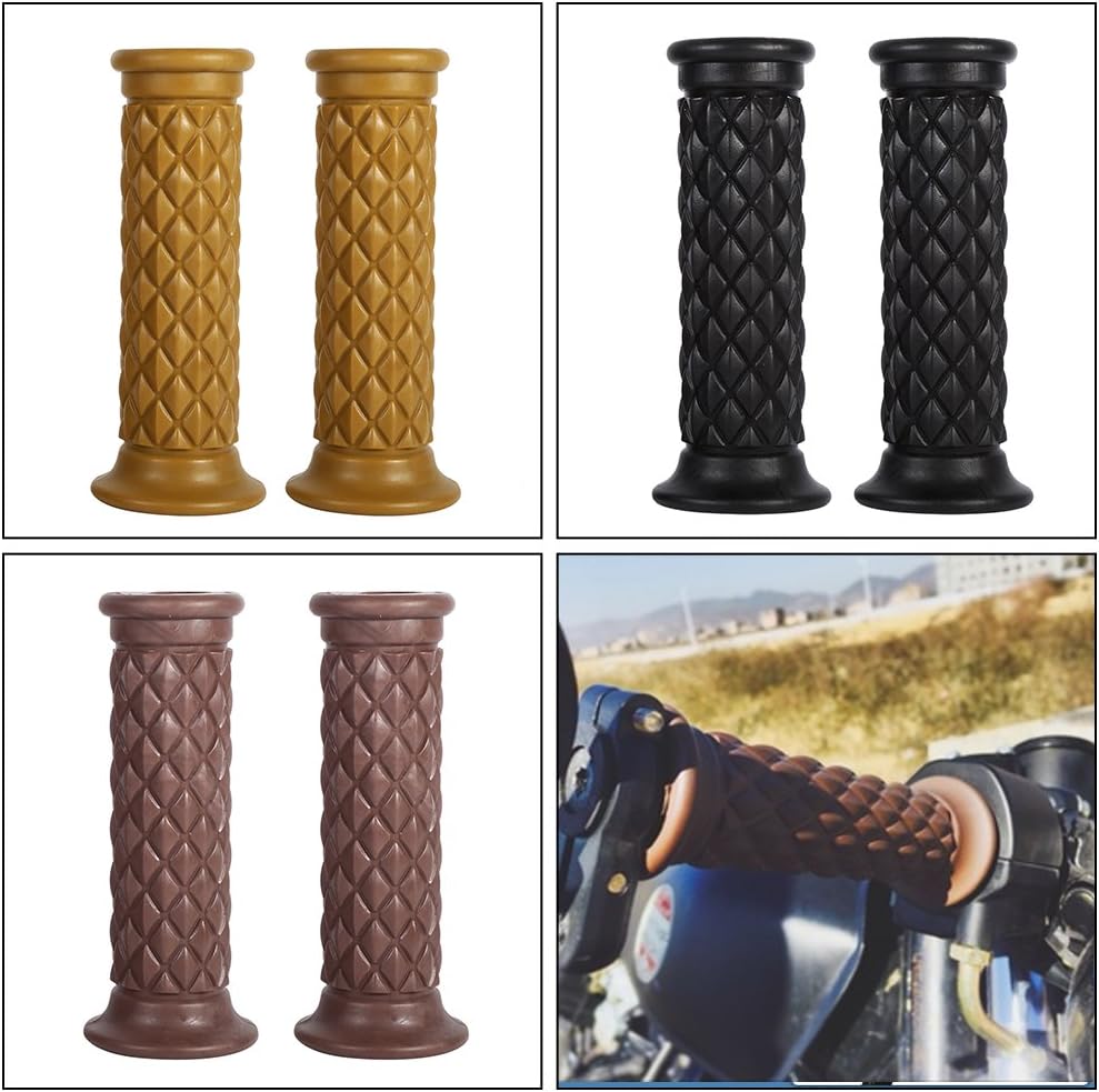 1 Pair 7/8" 22mm Rubber Motorcycle Handlebar, Keenso Universal Antiskid Handlebars, Hand Grips End Rubber Gel Handlebar (Black)