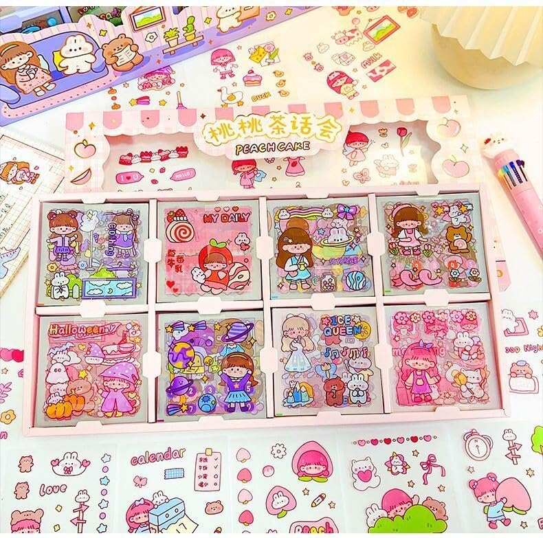 Tacorry Peach Cake Theme Cute Kids Sticker Set – 200+ Assorted