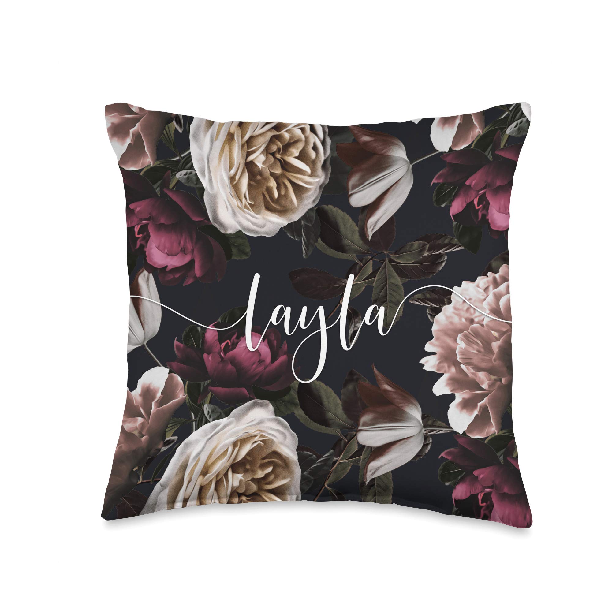 Amazon.com: Layla Personalized Girls & Womens Name Gifts Layla-Elegant  Floral Rose & Peony Personalized Name Throw Pillow, 16x16, Multicolor :  Home & Kitchen