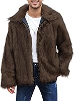 Gihuo Men's Faux Fur Coat - Warm Fluffy Winter Jacket, Stylish Faux Fur Trench Coat for Cold Weather (S-XL)