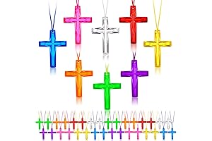 96PCS Crystal Cross Necklace Plastic Colored Necklaces Christian