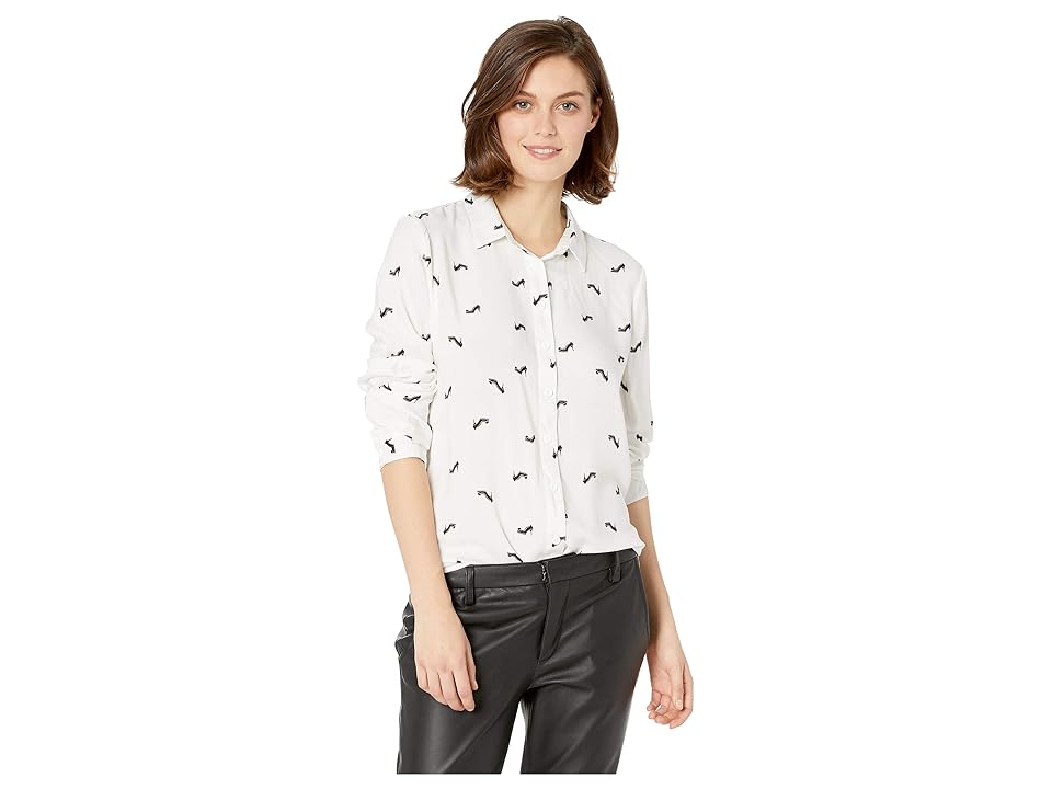 

Per Se Long Sleeve Button Down Shirt (Black Shoe) Women's Clothing