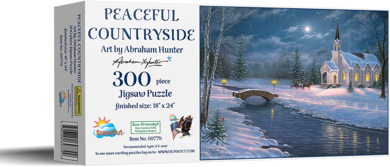 SUNSOUT INC - Peaceful Countryside - 1000 pc Jigsaw Puzzle by Artist: Abraham Hunter - Finished Size 20" x 27" - MPN# 69779