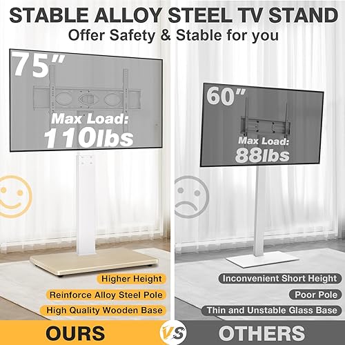 Miniatura 2 de Soporte de TV de piso para televisores de pantalla plana OLED LED de plasma de 32 a 75 pulgadas, soporte universal de TV de esquina con soporte