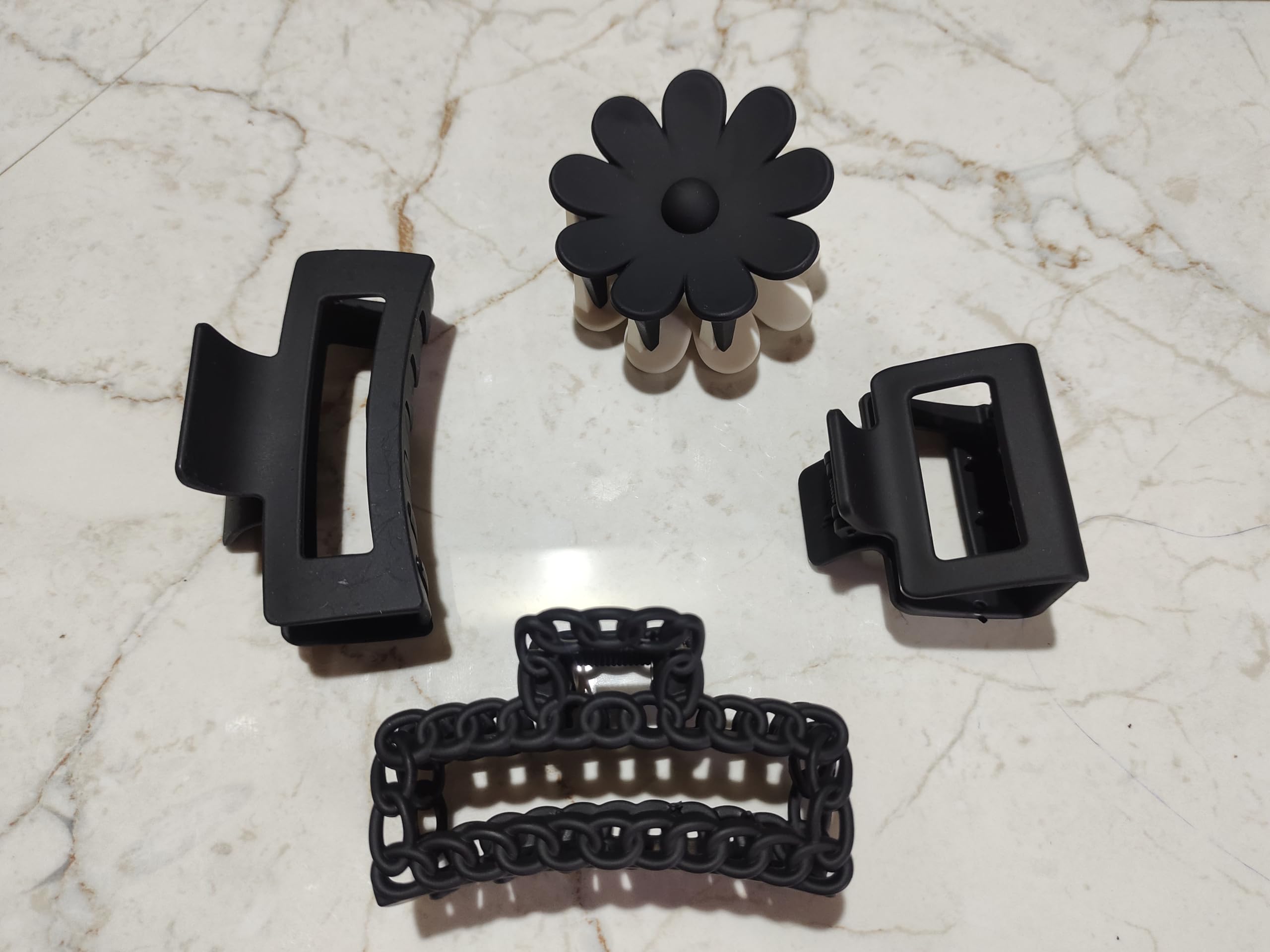 TrendyTrolley 4 Pc Large Hair Claw Clips Combo Set | Non-Slip Matte Finish Hair Clutcher & Ponytail Holder Clips for Women & Girls | Durable Strong Grip Hair Accessories (HC-C2) 3