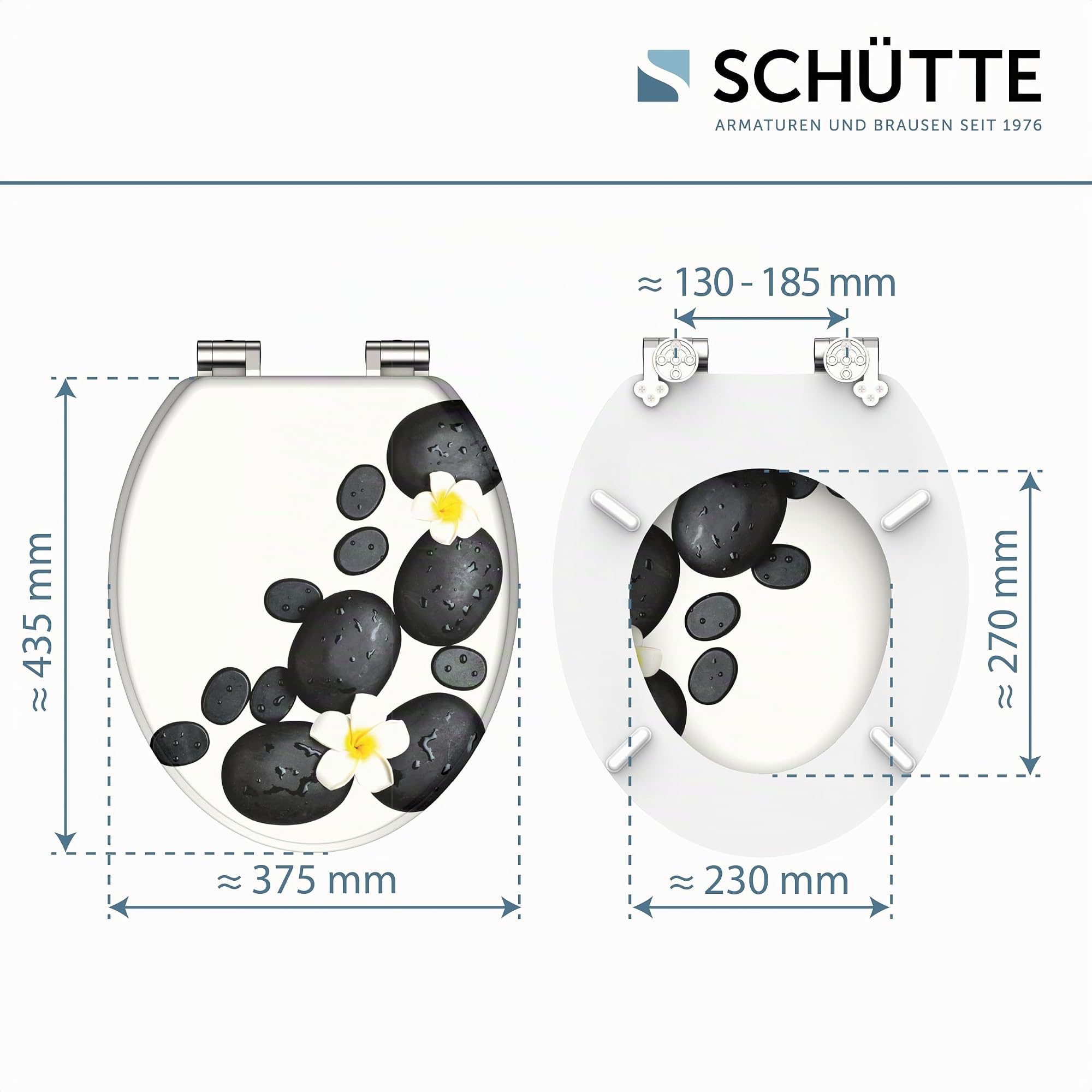 SCHÜTTE Tavoletta WC chiusura ammortizzata legno | Copriwater universali globo | Coperchio Water MDF | Sedile WC Universale | Asse Water | Fino a 250 kg | STONES